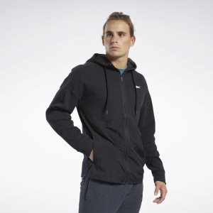 Bluza Z Kapturem Męskie Reebok Training Supply Czarne PL 12JOSNY